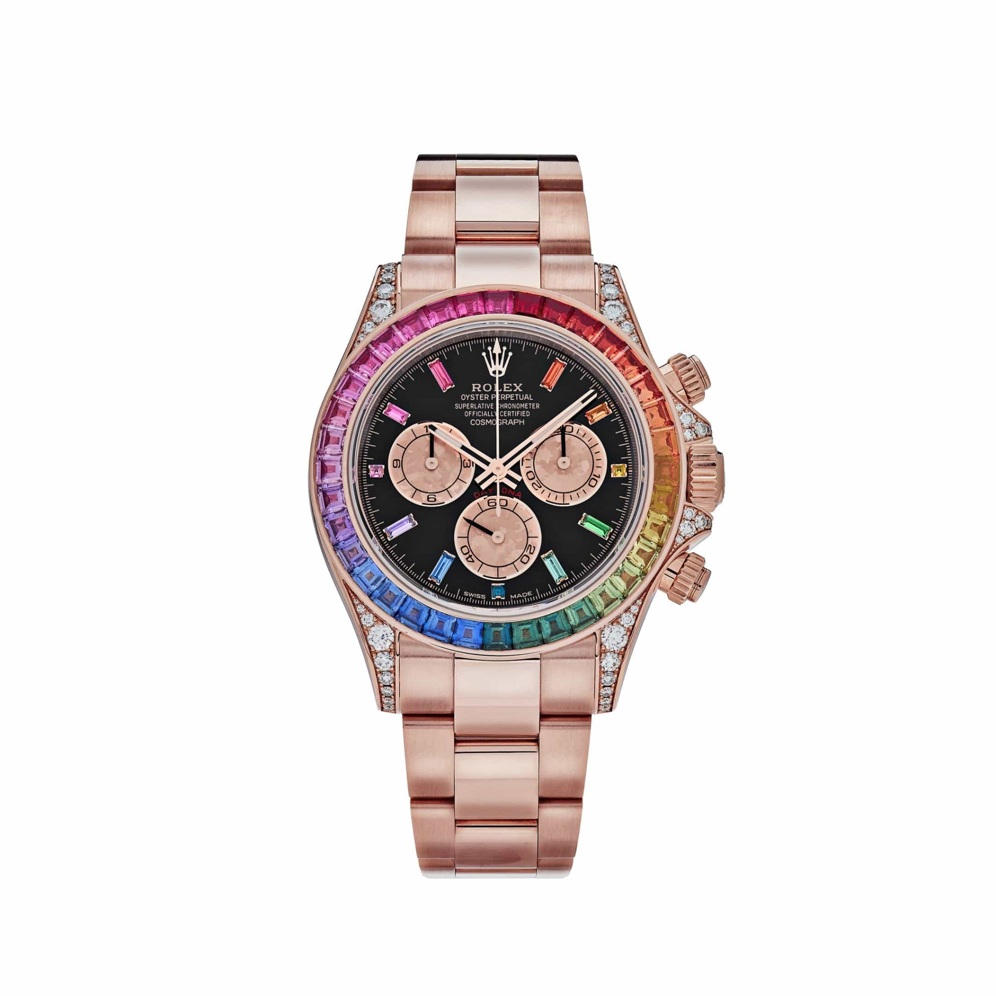 Model photo — Rolex Cosmograph Daytona “Rainbow” 116595RBOW